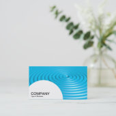 半円パネル – 同心円リングや輪 – 青 名刺 (スタンド正面)