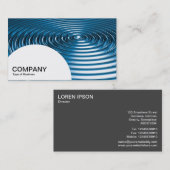 半円パネル – 同心円リングや輪- Blue Chrome 名刺 (正面/裏面)