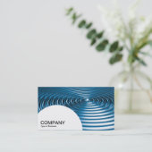 半円パネル – 同心円リングや輪- Blue Chrome 名刺 (スタンド正面)