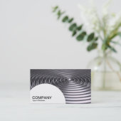 半円パネル – 同心円リングや輪- Chrome 名刺 (スタンド正面)