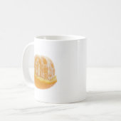 半分によって皮をむかれるマンダリンオレンジ コーヒーマグカップ (正面左)