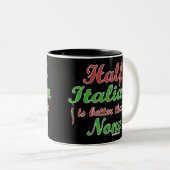 半分のイタリア語はどれもよりよくないです黒の背景 ツートーンマグカップ (正面右)