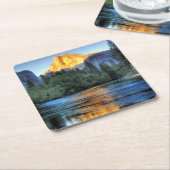 半分のドームの金ライト スクエアペーパーコースター (アングル)