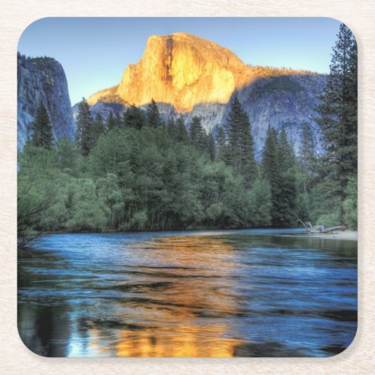 半分のドームの金ライト スクエアペーパーコースター (正面)