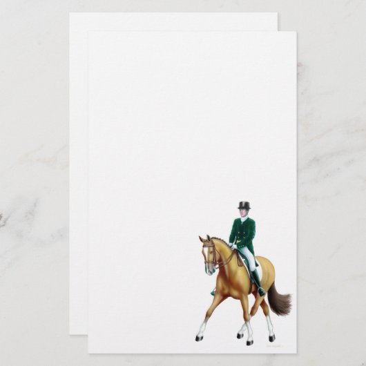 半分のパス湾の馬場馬術の馬の文房具 便箋 (正面/裏面)