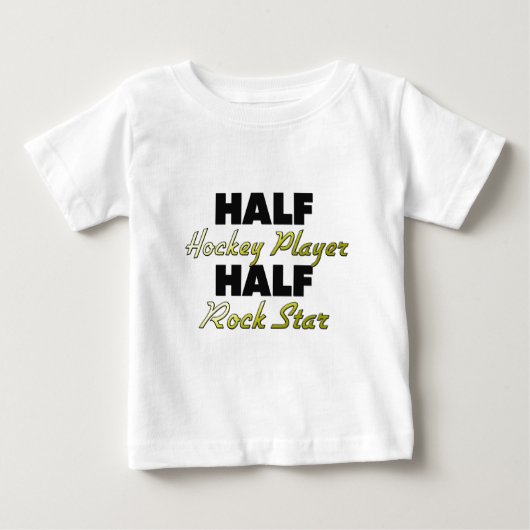 半分のホッケー選手の半分のロックスター ベビーTシャツ (正面)