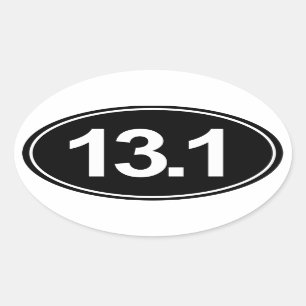 半分のマラソン13.1の楕円形のステッカー(黒) 楕円形シール