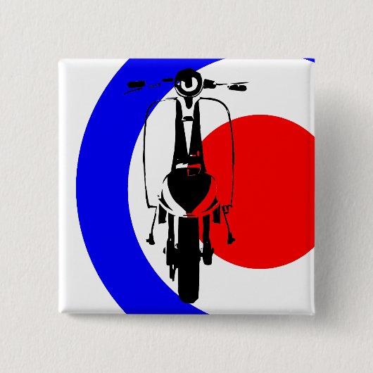 半分のモダンなターゲットの引き分けのScoter 缶バッジ (正面)