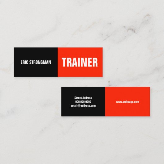 半分の割れ目の黒の赤 スキニー名刺 (正面/裏面)