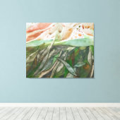 半分の緑と半分の色の葉の植物 キャンバスプリント (インサイチュ (ウッドフロア))