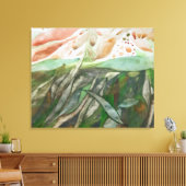 半分の緑と半分の色の葉の植物 キャンバスプリント (インサイチュ (リビング))