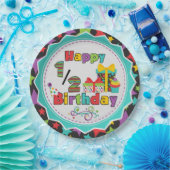 半分の誕生祝いの紙皿 ペーパープレート (パーティー)