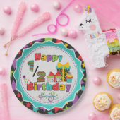 半分の誕生祝いの紙皿 ペーパープレート (パーティー)