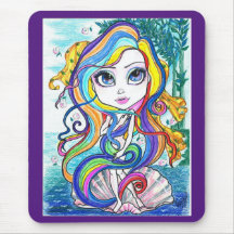 半分の貝のファンタジーの芸術のマウスパッドの熱狂したニンフ