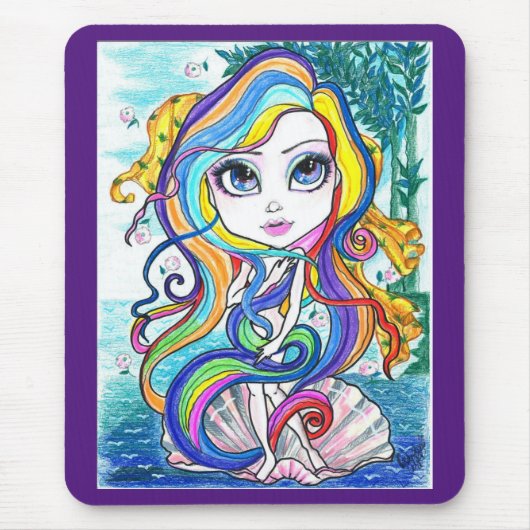 半分の貝のファンタジーの芸術のマウスパッドの熱狂したニンフ マウスパッド (正面)