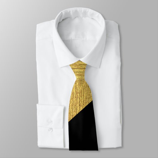 半分の金ゴールドおよび黒い斜めのエレガント ネクタイ (タイ)