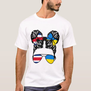 半分コスタリカ人、半分ウクライナ人の愛国的な女の子 Tシャツ