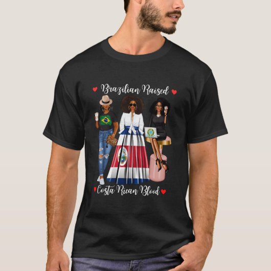 半分コスタリカ人、半分ブラジル人でコスタリカ育ち Tシャツ (正面)