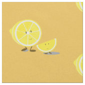 半分レモンおよび微笑レモン切れ ファブリック (クローズアップ)