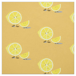 半分レモンおよび微笑レモン切れ ファブリック