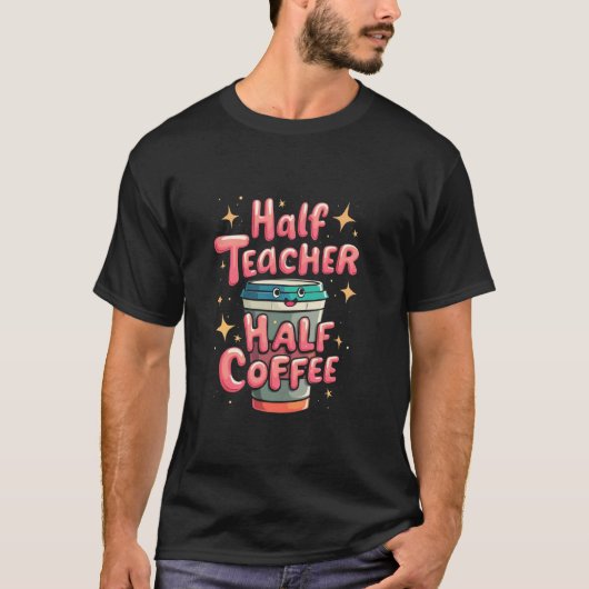半分先生半分コーヒー 珈琲 Tシャツ (正面)