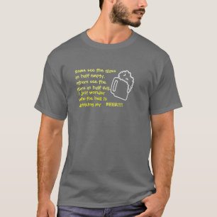 半分入ったか。 半分空っぽか。 Tシャツ