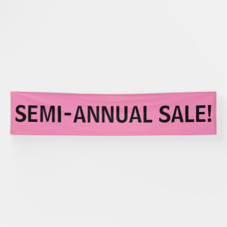 半年次セールシンプルのブラックピンクのバナー記号 横断幕