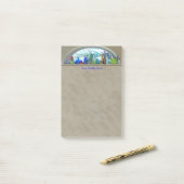 半月の窓の水彩画のデジタルアートワーク ポストイット (デスク上)