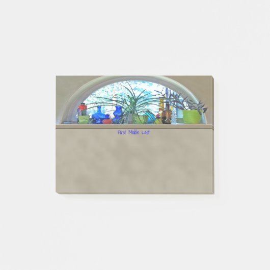 半月の窓の水彩画のデジタルアートワーク ポストイット (正面)