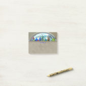 半月の窓の水彩画のデジタルアートワーク ポストイット (デスク上)