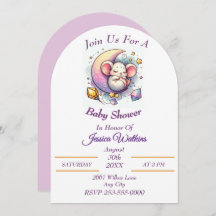 半月の赤ちゃんシャワーに寝るかわいいマウス