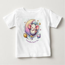 半月パーソナライズされたに眠る可愛いネズミ ベビーTシャツ