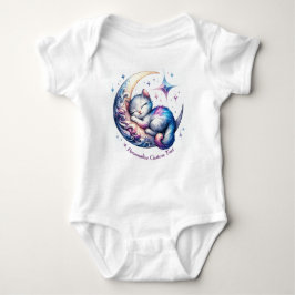 半月パーソナライズされたに眠る可愛い子猫 ベビーボディスーツ