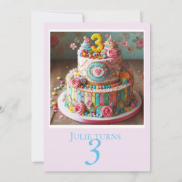 半月三日バースデーケーキパーティの招待状 招待状