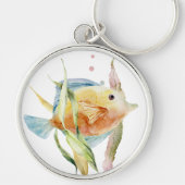 半月板カラフルの水彩熱帯魚 キーホルダー (正面)