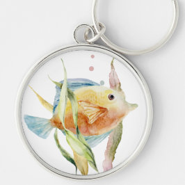 半月板カラフルの水彩熱帯魚 キーホルダー