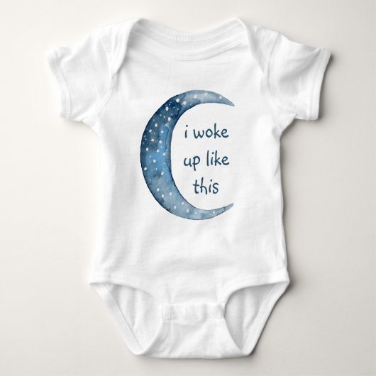 半月 |こうやって目が覚めた ベビーボディスーツ (正面)
