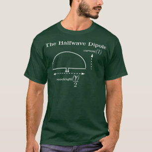 半波ダイポールアンテナハム無線おたく Tシャツ