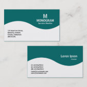 半波モノグラム-ティール（緑がかった色）の緑006666 名刺 (正面/裏面)