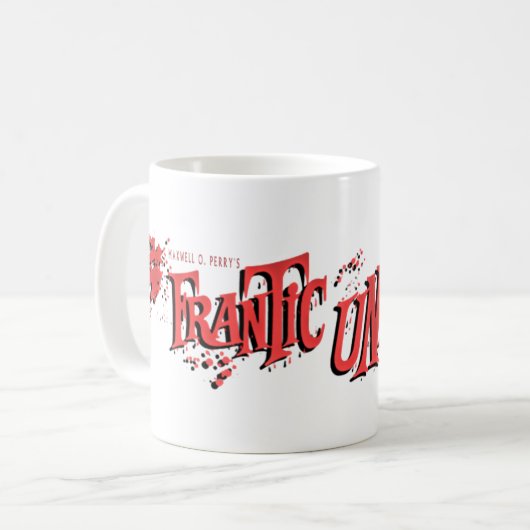 "半狂乱の吸血鬼"の（ばちゃばちゃ）跳ねるのロゴのコーヒー・マグ コーヒーマグカップ (正面左)