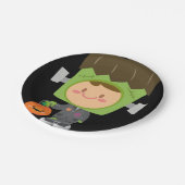 半狂的かわいいフランケンシュタインキッズハロウィーン ペーパープレート (アングル)