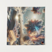 半現実の浮動ブックとフラクタル超高層ビル タペストリー (正面(横))