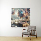 半現実の浮動ブックとフラクタル超高層ビル タペストリー (インサイチュ)