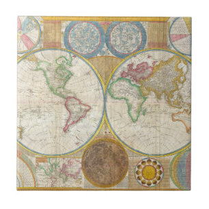 半球の世界の1794年のサミュエルDunnの地図 タイル