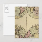 半球手彩色アトラスマップ ポストカード (正面/裏面)