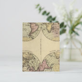 半球手彩色アトラスマップ ポストカード (スタンド正面)