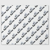 半白のトレーラートラック ラッピングペーパー (フラット)