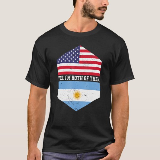 半米半アルゼンチン米国国旗アルゼンチン Tシャツ (正面)