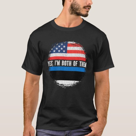 半米半エストニア米国国旗エストニア Tシャツ (正面)