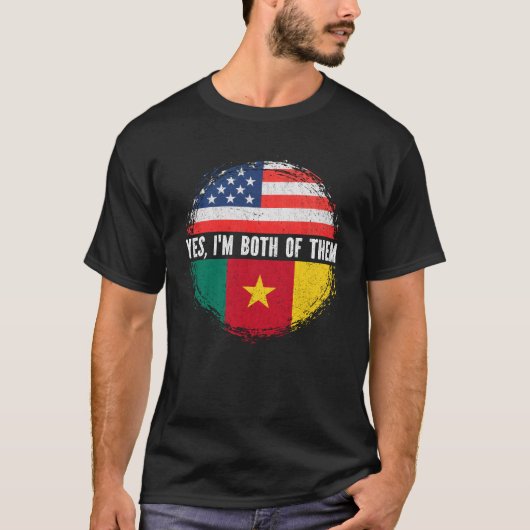 半米半カメルーン(米国)国旗 Tシャツ (正面)